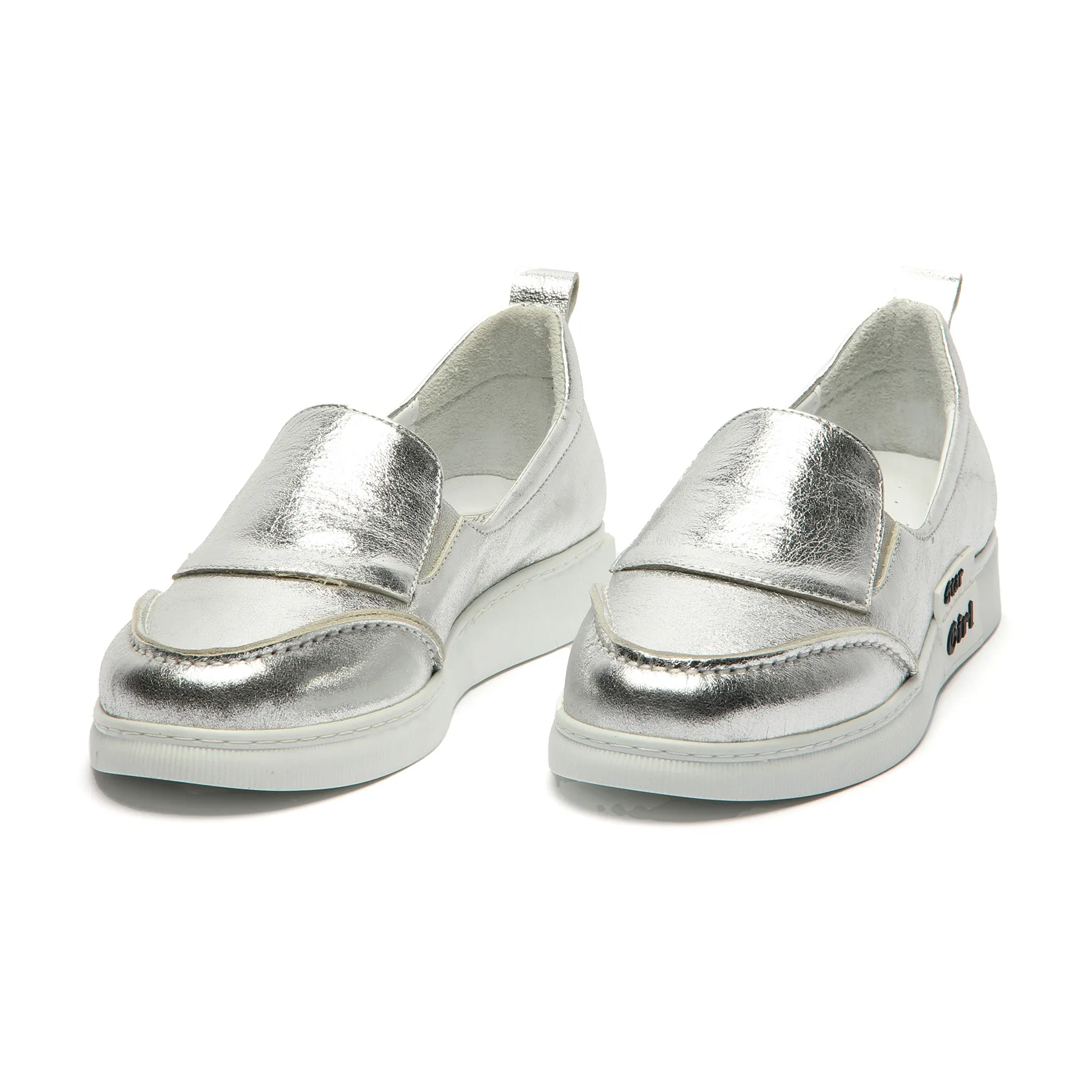 Ezüst star girl slip-on félcipő balról