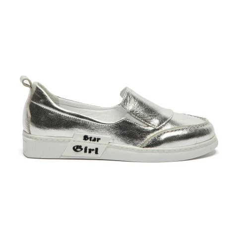 Ezüst star girl slip-on félcipő